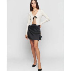 NWOT Reformation Benson Silk Skirt in Black Mini Skirt